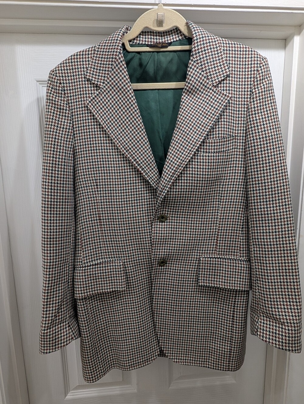 Vintage Famous Barr Houndstooth Wool Tweed Blazer 38 Long